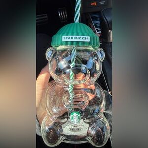 Starbucks Teddy Bear Barista Glass Cup. 🧸⚡️